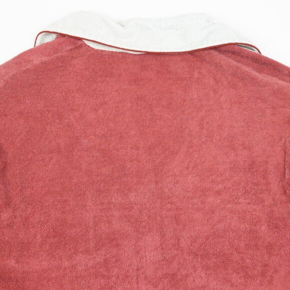 Vintage 50s Terry Cloth Polo Shirt Men's Fits Small Red White Piped Resortwear - Picture 7 of 15